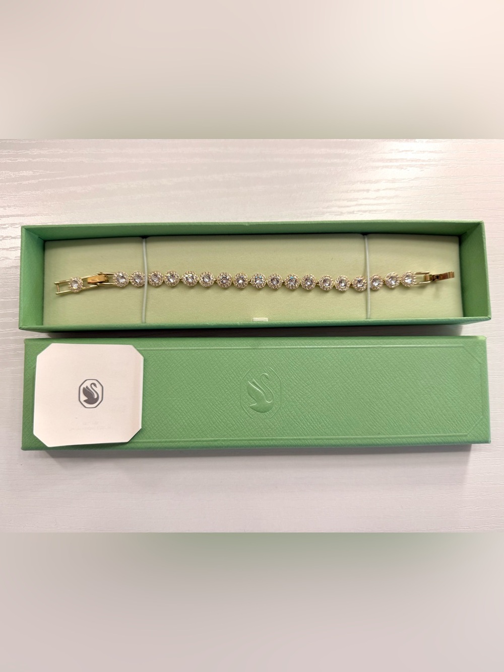 Swarovski Una Angelic Gold-Tone Tennis Bracelet with Clear Crystals